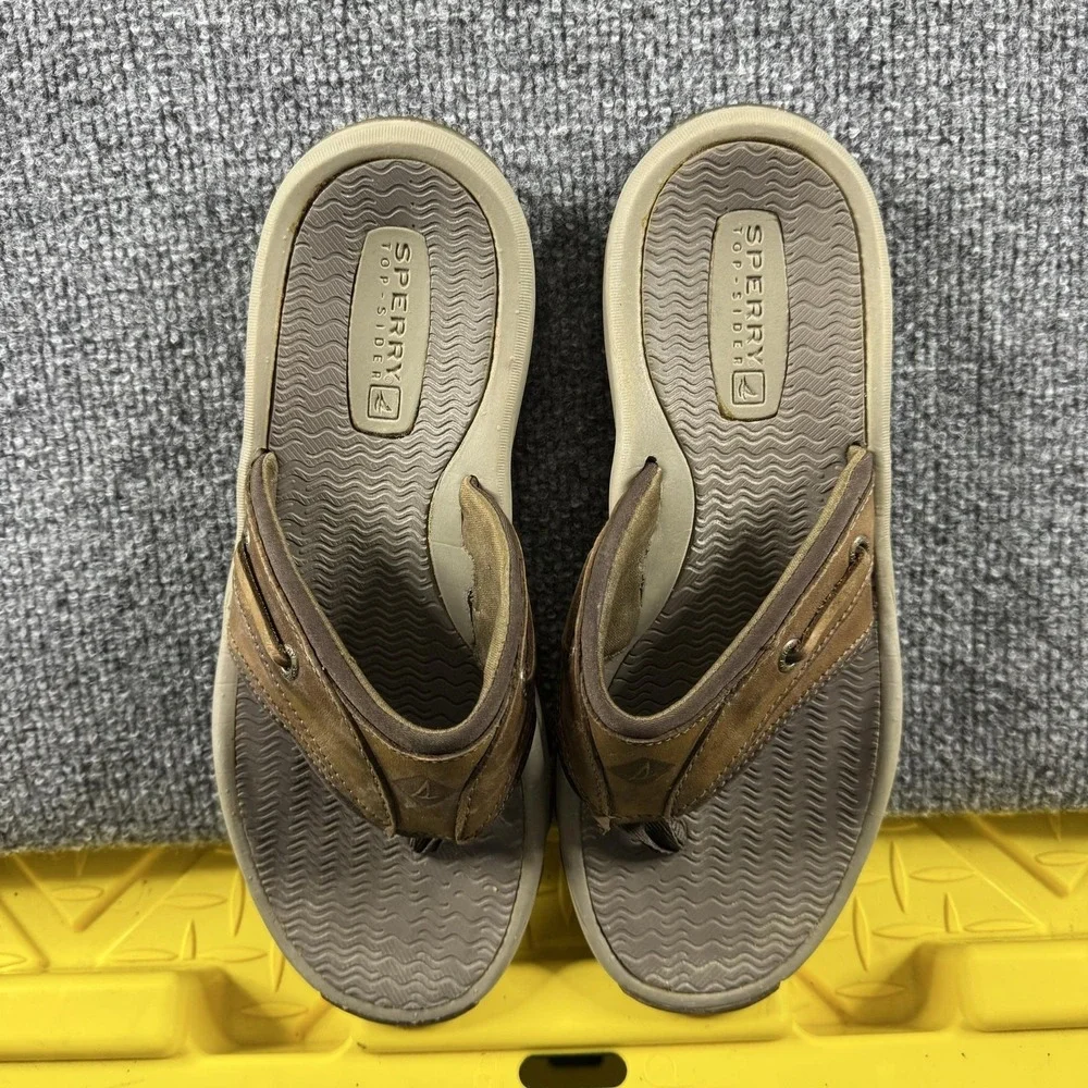 Sperry Top-Sider Sandals Mens Size 7 Leather Thong Flip Flop Comfort Slip On